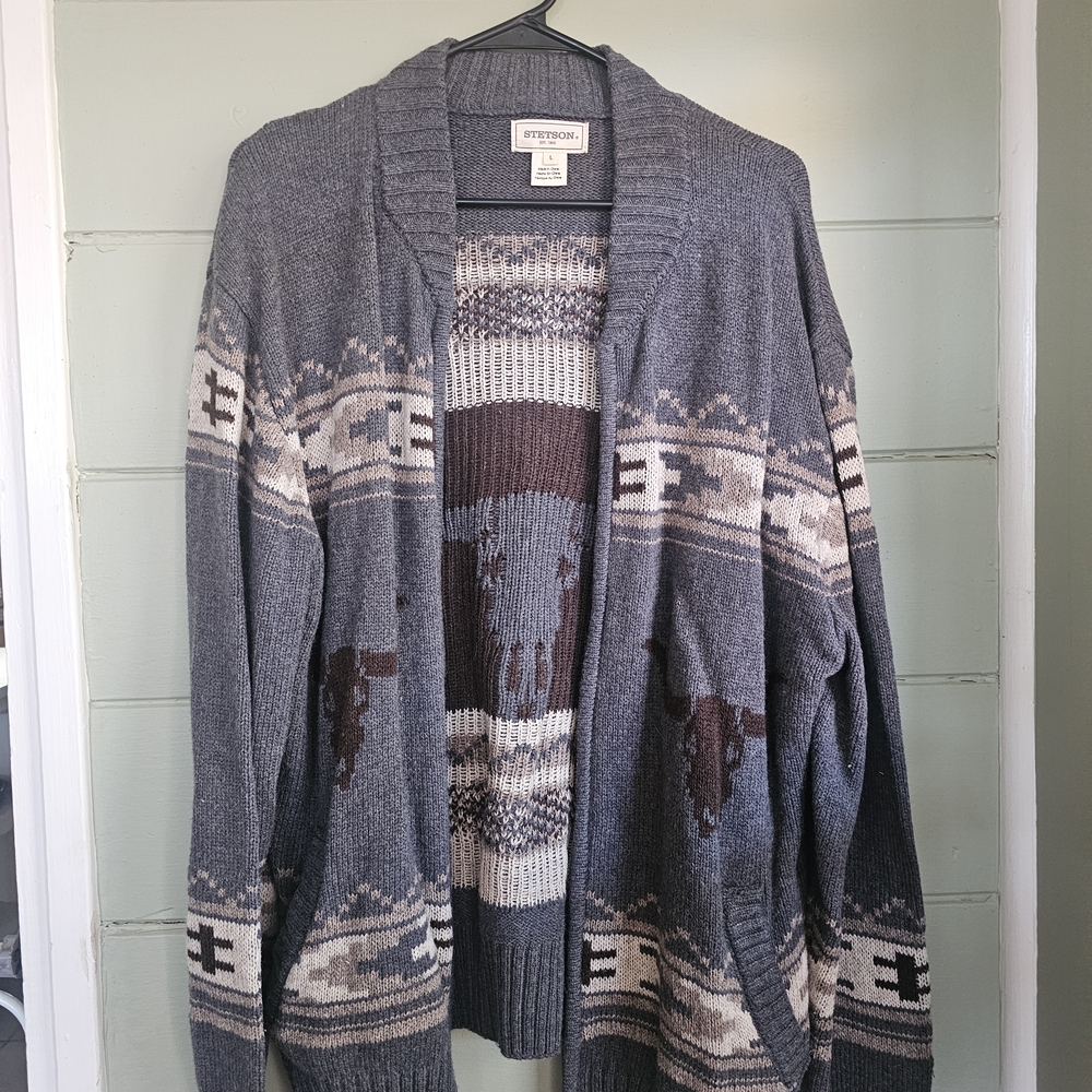 Stetson Gray Patterned Men's Sweater